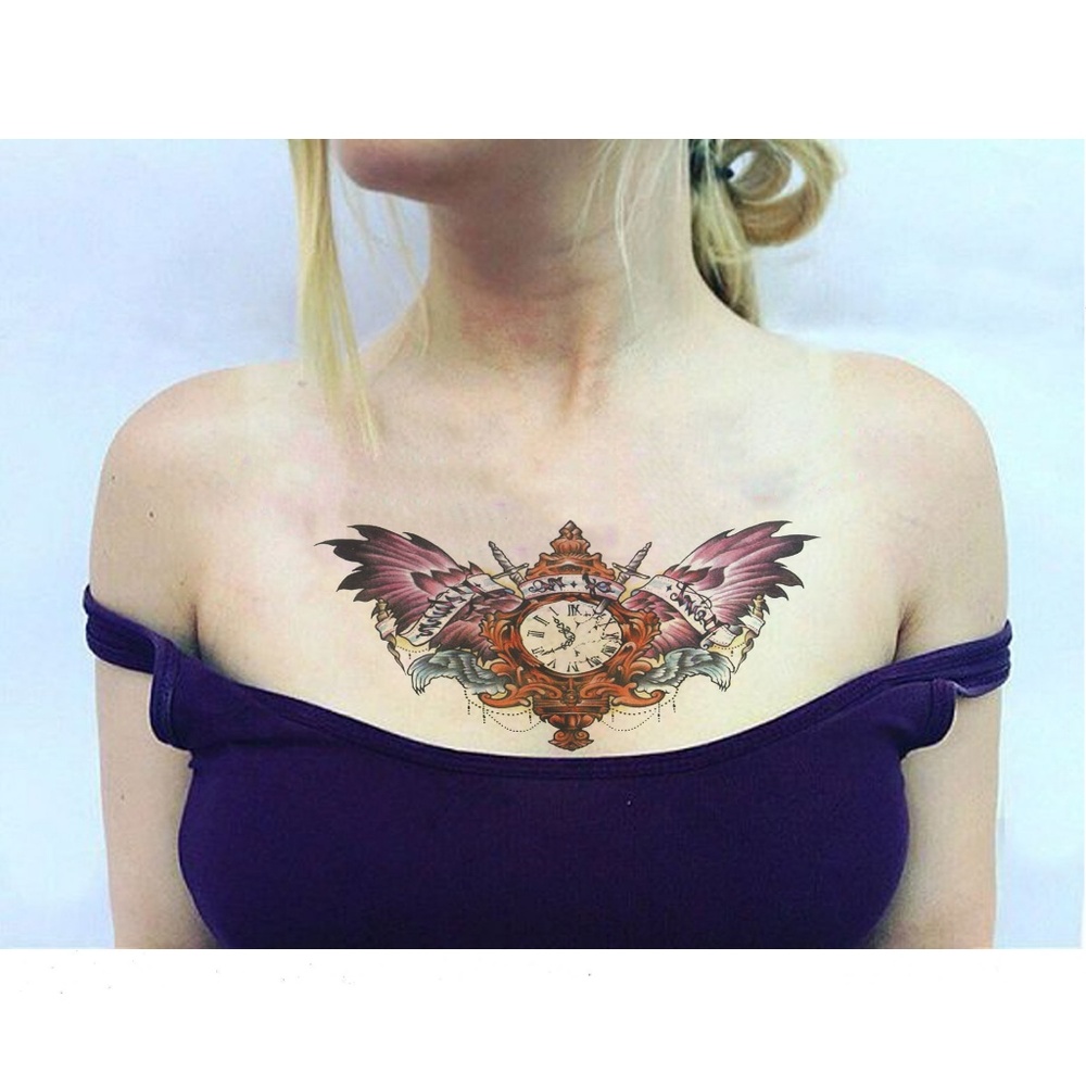 Clock wing Temporary Tattoo